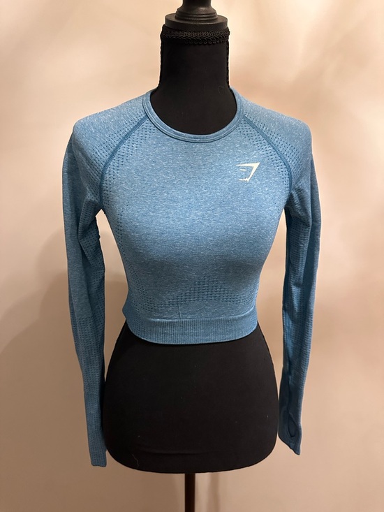 Gymshark Tops - Gymshark Seamless Long Sleeve Crop Top in Heather Blue